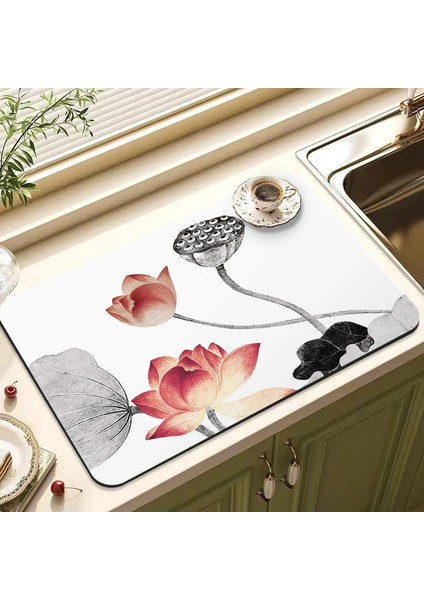 A9 Drenaj Pedi 50X60CM L Çin Klasik Mutfak Emici Drenaj Pedi Bulaşık Kurutma Matı Kauçuk Sofra Drenaj Pedi Yemek Takımı Bardak Şişe Halı Sofra Mat (Yurt Dışından)