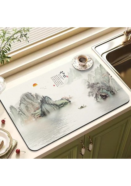 A9 Drenaj Pedi 50X60CM L Çin Klasik Mutfak Emici Drenaj Pedi Bulaşık Kurutma Matı Kauçuk Sofra Drenaj Pedi Yemek Takımı Bardak Şişe Halı Sofra Mat (Yurt Dışından)