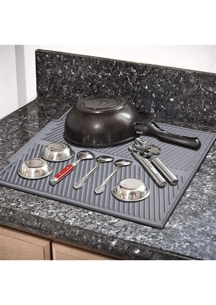 Mavi 38X24.5 cm Silikon Bulaşık Kurutma Mat Büyük Damlalıklı Mat Isıya Dayanıklı Tezgah Üstü Mat Yemek Takımı Masa Minderi Kaymaz Placemat Drenaj Aracı (Yurt Dışından) modelleri