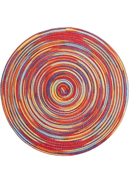 Kırmızı B 18 cm 1 Adet Masa Placemats Yuvarlak Rami Yalıtım Pedi Keten Kaymaz Masa Paspasları Coaster Yemek Masası Mat Ev Dekorasyon Pedi (Yurt Dışından)