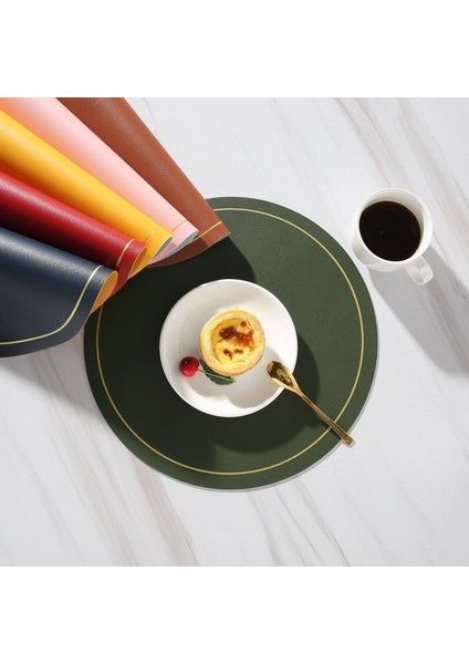 Kırmızı Yuvarlak Yuvarlak Büyük Çift Taraflı Deri Masa Mat Su Geçirmez ve Yağa Dayanıklı Ev Yalıtım Placemat Pvc Otel Placemats Masa (Yurt Dışından) modelleri