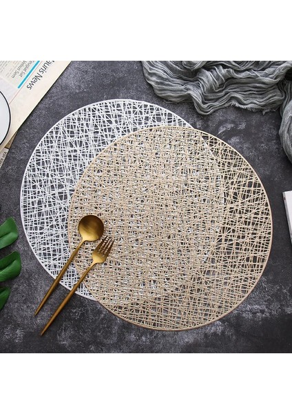 2CD-51212-002 38X38 cm Altın Pvc Içi Boş Kaymaz Mutfak Aksesuarları Placemat Coaster Yalıtım Pedi Bulaşık Kahve Fincanı Masa Mat Peçete Ev Otel Dekor (Yurt Dışından)