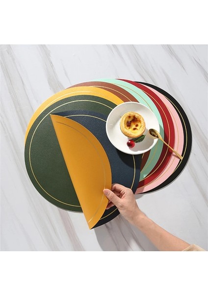 Kırmızı Yuvarlak Yuvarlak Büyük Çift Taraflı Deri Masa Mat Su Geçirmez ve Yağa Dayanıklı Ev Yalıtım Placemat Pvc Otel Placemats Masa (Yurt Dışından) indirimleri