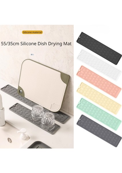 Gri 55X8CM 55/35CM Silikon Sofra Yastık Kaymaz Lavabo Tepsisi Mutfak Eşyaları Koruma Mat Bulaşık Kurutma Yastık Pedi Depolama Lavabo Drenaj Mat (Yurt Dışından) fiyatları