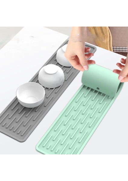 Gri 55X8CM 55/35CM Silikon Sofra Yastık Kaymaz Lavabo Tepsisi Mutfak Eşyaları Koruma Mat Bulaşık Kurutma Yastık Pedi Depolama Lavabo Drenaj Mat (Yurt Dışından) fırsatları