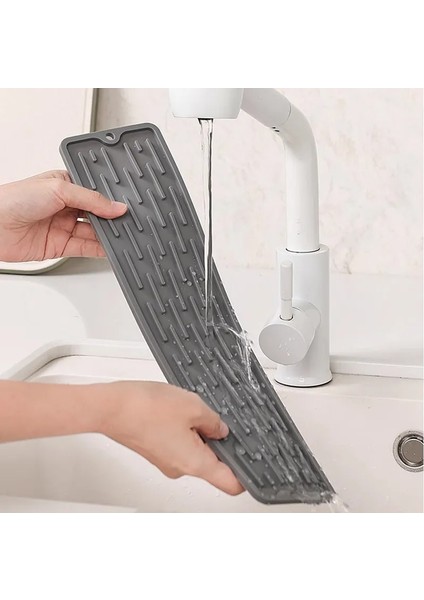 Gri 55X8CM 55/35CM Silikon Sofra Yastık Kaymaz Lavabo Tepsisi Mutfak Eşyaları Koruma Mat Bulaşık Kurutma Yastık Pedi Depolama Lavabo Drenaj Mat (Yurt Dışından) indirimleri
