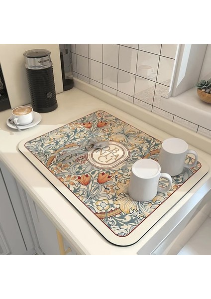 Alice'in Rüyası 30X40CM Süper Kaymaz Büyük Mutfak Emici Drenaj Mat Süper Emici Drenaj Kahve Bulaşık Kurutma Mat Hızlı Kuru Banyo Drenaj Pedi (Yurt Dışından)