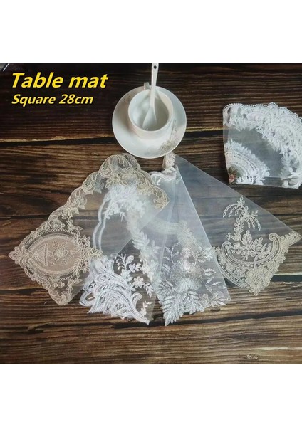 Kare 28 cm Düşük Fiyatlı Avrupa Kare Örgü Işlemeli Masa Mat Coaster Plaka Kase Vazo Ped Antika Mücevher Kutusu Kapağı Mobilya Dekorasyon (Yurt Dışından)
