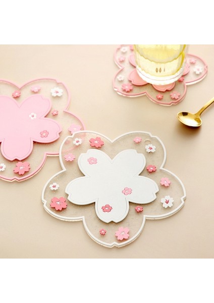 Sakura Coaster 19.5 cm Kiraz Çiçeği Coaster Kawaii Japonya Tarzı Sakura Bardak Kahve Fincanları Için Kaymaz Masa Placemat Çay Süt Kupa Ev Dekorları (Yurt Dışından)