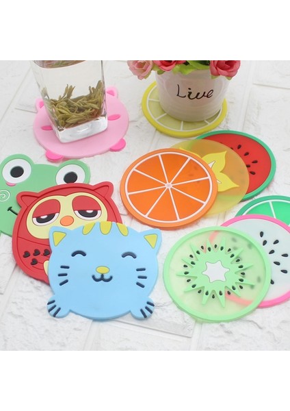 Kivi Coaster Sevimli Karikatür Hayvan Silikon Bardak Altlığı Yaratıcı Meyve Yalıtım Pedi Kalınlaşmış Yumuşak Lastik Kase Ped Su Bardağı Çay Placemat (Yurt Dışından) fiyatları