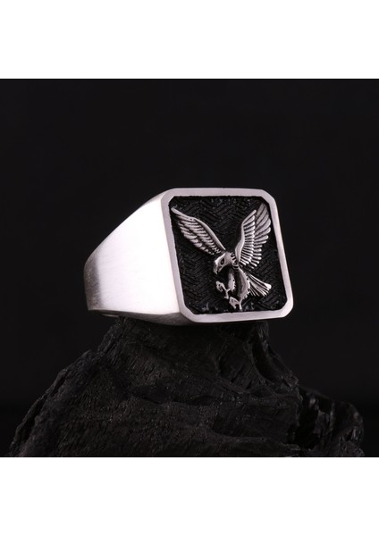 925 Ayar Gümüş Kartal Figürlü Erkek Yüzük fırsatları