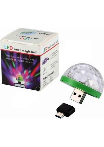 Oto LED USB Disko Topu Müziğe Duyarlı USB Girişli Mini Disko Topu