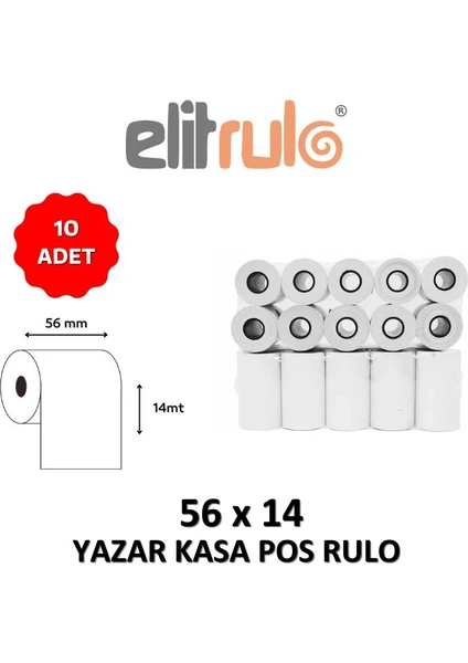 Elit Rulo Elitrulo Yazar Kasa Pos Rulosu 56MM x 14MT - 10 Adet