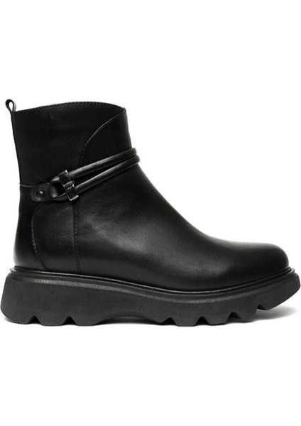 33060 Kadın Siyah Deri Comfort Bot