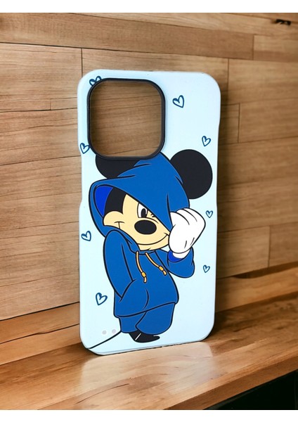 Apple iPhone 13 Pro Max Koruma Kılıf Mavi Renkli Mickey Mouse 360 Koruma modelleri