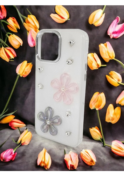 Apple iPhone 13 Pro Max Uyumlu Parlak Çiçek Desenli Şık Aksesuar Hediyesi Ile Birlikte Beyaz Kılıf Modeli fiyatları
