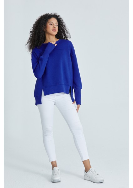 Eteği Yırtmaçlı Basic Sweatshirt indirimleri
