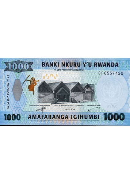 Rwanda 1000 Francs 2019, Unc, P-43 Çil Banknot