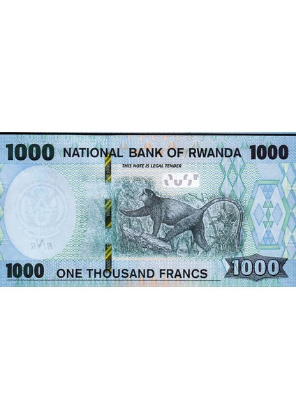 Rwanda 1000 Francs 2019, Unc, P-43 Çil Banknot