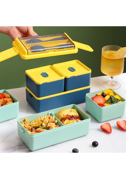 Mavi 1400ML Bölme Öğle Yemeği Kutusu Plastik Çift Katmanlı Gıda Saklama Kapları Okul Çocuklar Için Gereçli Bpa Içermeyen Öğle Yemeği Kapları (Yurt Dışından) modelleri
