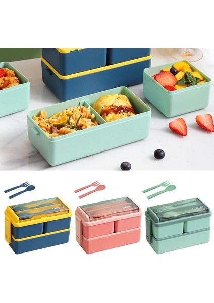 Mavi 1400ML Bölme Öğle Yemeği Kutusu Plastik Çift Katmanlı Gıda Saklama Kapları Okul Çocuklar Için Gereçli Bpa Içermeyen Öğle Yemeği Kapları (Yurt Dışından) indirimleri