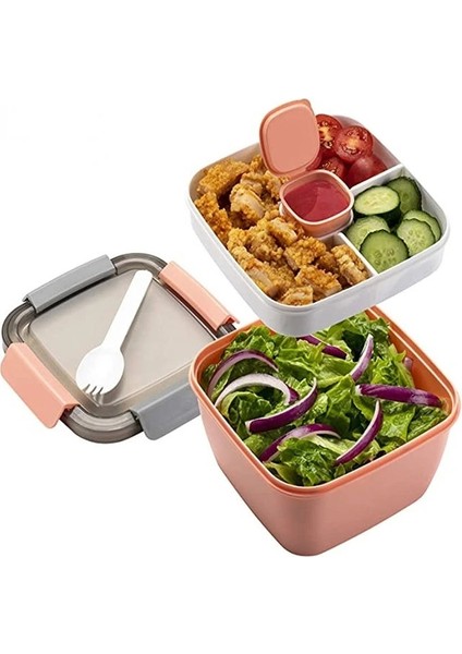 1 Adet-Pembe 1.1l 1.1ml/1.5ml Yetişkin Salata Öğle Yemeği Kutu Konteyner Salata Kasesi Kare Salata Sosu Kapları Salata Için Öğle Yemeği Kutusu Çocuklar Için (Yurt Dışından)
