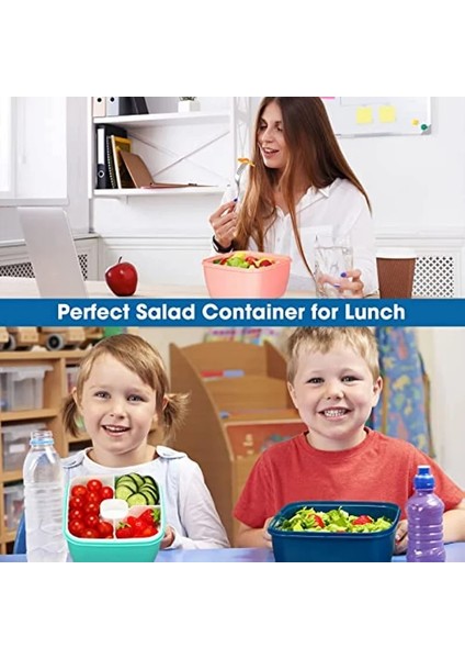 1 Adet-Pembe 1.1l 1.1ml/1.5ml Yetişkin Salata Öğle Yemeği Kutu Konteyner Salata Kasesi Kare Salata Sosu Kapları Salata Için Öğle Yemeği Kutusu Çocuklar Için (Yurt Dışından)
