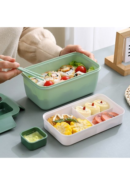 2-Blue 1600 ml Mikrodalga Yemek Kabı Kaşık Çubuklarını Yemek Takımı Gıda Saklama Kabı Çocuk Okul Ofis Taşınabilir Hermetik Bento Kutusu (Yurt Dışından) indirimleri