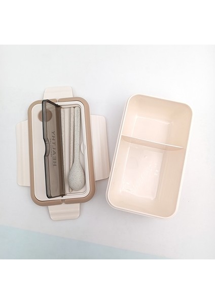 1100 ml 2 Izgaralar Bölme Öğle Yemeği Kutusu Plastik Taşınabilir Öğle Yemeği Kutusu Öğrenciler Ofis Bento Kutusu Mikrodalga Gıda Kapları Yemek Çubukları ve Kaşık ile (Yurt Dışından)