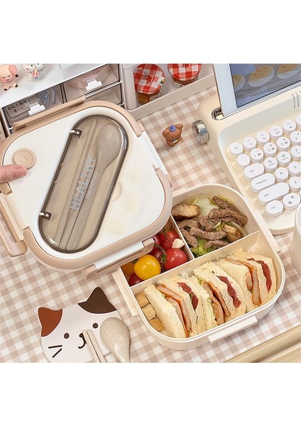 1100 ml 2 Izgaralar Bölme Öğle Yemeği Kutusu Plastik Taşınabilir Öğle Yemeği Kutusu Öğrenciler Ofis Bento Kutusu Mikrodalga Gıda Kapları Yemek Çubukları ve Kaşık ile (Yurt Dışından) fırsatları