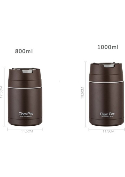 Kahve 800 ml Gıda Termal Kavanoz Çorba Gruel Paslanmaz Çelik Vakum Yemek Kabı Ofis Yalıtımlı Termos Kaşıklı Konteynerler 800 ml 1000 ml (Yurt Dışından)