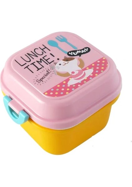 Pembe Karikatür Sağlıklı Plastik Öğle Yemeği Kutusu Mikrodalga Fırın Öğle Yemeği Bento Kutuları Gıda Kabı Yemek Takımı Çocuk Çocuk Öğle Yemeği Kutusu (Yurt Dışından)