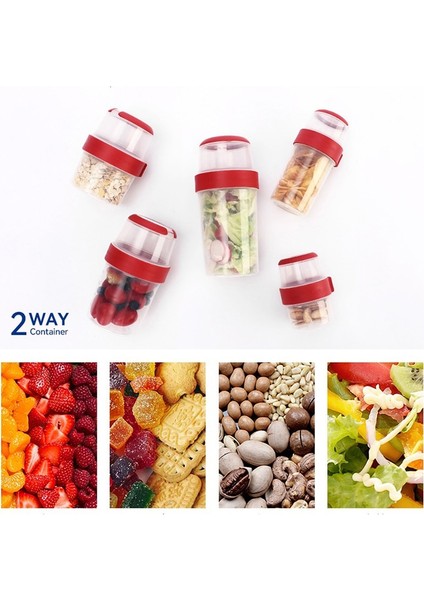WT670 Taşınabilir Iki Katmanlı Bardak Konteyner Bardak Kapağı Tuppers Gıda Konik Kase Kahvaltı Bardak Tahıl Fındık Yoğurt Salata Bardak Konteyner Seti (Yurt Dışından)