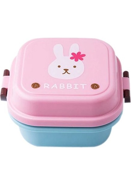 Pembe-Tavşan Çocuk Karikatür Kittyed Bento Yemek Kabı Plastik Saklama Kutusu Taze Tutma Aperatif Gıda Organizatör Sevimli Ev Mutfak Sofra (Yurt Dışından)