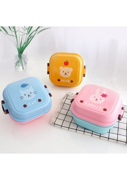 Pembe-Tavşan Çocuk Karikatür Kittyed Bento Yemek Kabı Plastik Saklama Kutusu Taze Tutma Aperatif Gıda Organizatör Sevimli Ev Mutfak Sofra (Yurt Dışından) modelleri