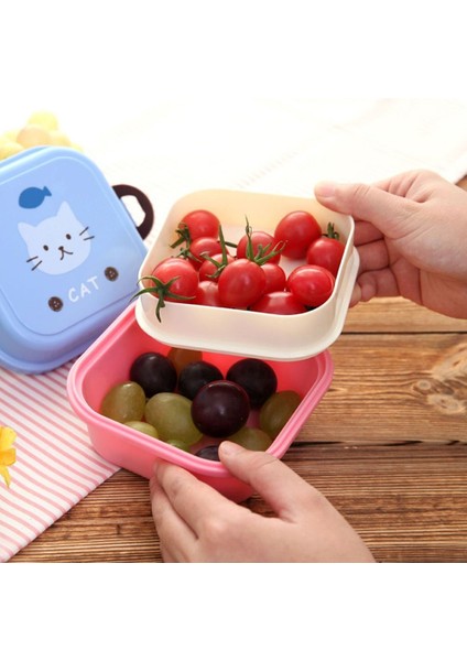 Pembe-Tavşan Çocuk Karikatür Kittyed Bento Yemek Kabı Plastik Saklama Kutusu Taze Tutma Aperatif Gıda Organizatör Sevimli Ev Mutfak Sofra (Yurt Dışından) fırsatları