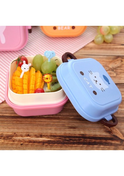 Pembe-Tavşan Çocuk Karikatür Kittyed Bento Yemek Kabı Plastik Saklama Kutusu Taze Tutma Aperatif Gıda Organizatör Sevimli Ev Mutfak Sofra (Yurt Dışından) indirimleri