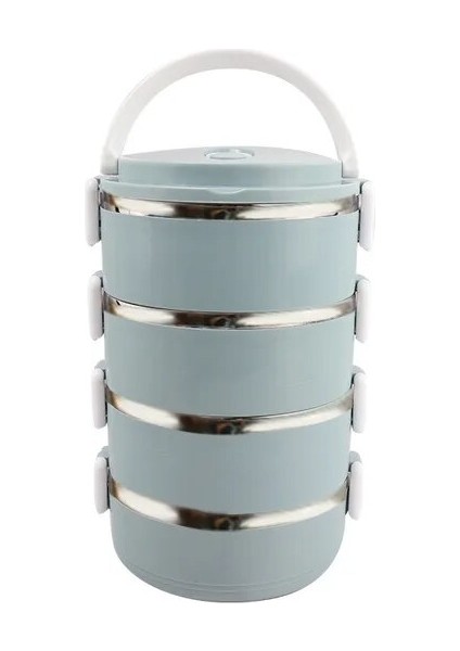 Mavi 2 Katmanlı 1-4 Katmanlar Öğle Yemeği Kutusu Çocuklar Için Mutfak Gıda Saklama Kabı Taşınabilir Piknik Sepeti Sevimli Yuvarlak Bento Kutusu Kolu Termal Kutu (Yurt Dışından)