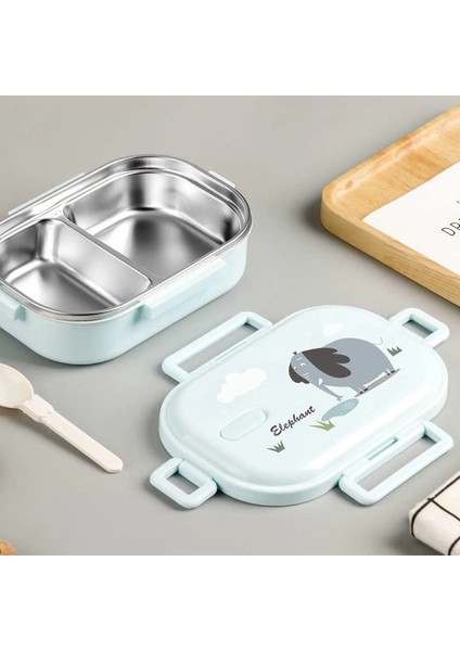 Mavi Fil 700 ml Shaı Sıcak Tutmak Gıda Kabı Bölmeli Taşınabilir Japon Öğle Yemeği Kutusu Sofra 304 Paslanmaz Çelik Çocuklar Bento Kutusu (Yurt Dışından)