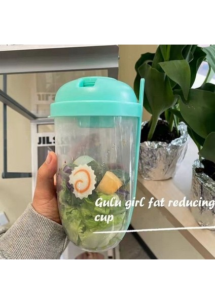 Yeşil Taze Salata Bardağı Konteyner Seti Çatal Sos Bardağı ile Taşınabilir Piknik Bento Yiyecek Kutusu Mutfak Öğle Yemeği Kutusu Fit Tutun Gevşek Ağırlık (Yurt Dışından)