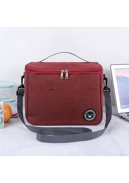 Şarap Kırmızısı M 26X17X18CM Taşınabilir Öğle Yemeği Çantası Gıda Termal Kutusu Dayanıklı Su Geçirmez Ofis Soğutucu Öğle Yemeği Kutusu Omuz Askılı Organizatör Yalıtımlı Kılıf (Yurt Dışından)