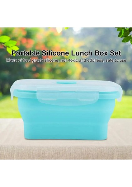 Yeşil 350 ml 4 Boyutları Katlanabilir Silikon Gıda Kabı Taşınabilir Bento Öğle Yemeği Kutusu Microware Ev Mutfak Açık Gıda Saklama Kapları Kutusu (Yurt Dışından)