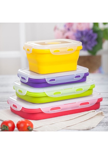 Mavi 350ML 4 Boyutları Silikon Katlanır Bento Kutusu Katlanabilir Öğle Yemeği Kutusu Mikrodalgada Taşınabilir Yemek Gıda Saklama Kabı Çocuk Yetişkin Için (Yurt Dışından)