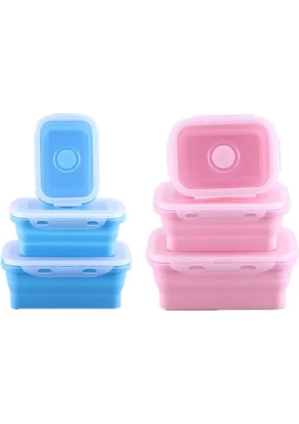Mavi 350ML 4 Boyutları Silikon Katlanır Bento Kutusu Katlanabilir Öğle Yemeği Kutusu Mikrodalgada Taşınabilir Yemek Gıda Saklama Kabı Çocuk Yetişkin Için (Yurt Dışından)