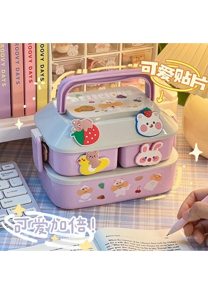 C 820 ml Mor S Kawaii Taşınabilir Öğle Yemeği Kutusu Kızlar Için Okul Çocuklar Plastik Piknik Bento Kutusu Bölmeli Mikrodalga Gıda Kutusu Saklama Kapları (Yurt Dışından)