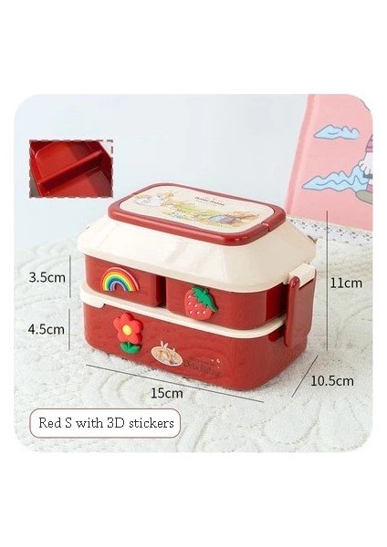 820ML Kırmızı S Japon Tarzı Kawaii Bento Kutusu Kızlar Için Okul Çocukları Piknik Öğle Yemeği Kutusu Bölmeli Mikrodalga Gıda Saklama Kapları (Yurt Dışından)
