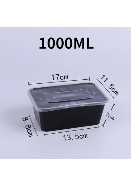 1000 ml 10 Adet 10 Adet Plastik Tek Kullanımlık Gıda Kapları Siyah Salatalar Için Kapaklı Kaplar Sandviçler Mutfak Buzdolabı Saklama Kutuları (Yurt Dışından)