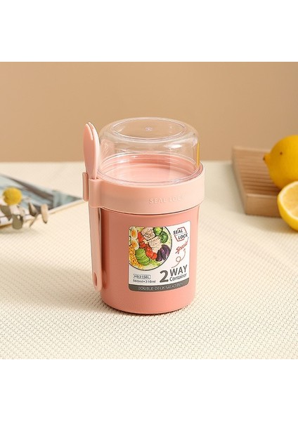 Pembe B (310ML-560ML) Kahvaltı Yulaf Ezmesi Tahıl Fındık Yoğurt Salata Bardağı Mühürlü Konteyner Seti Çatal Sos Bardağı Kapaklı Bento Tuppers Gıda Konik Kase Öğle Yemeği Kutusu (Yurt Dışından)