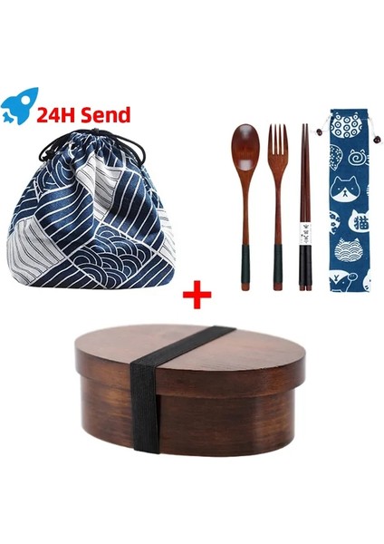 Sd-L Japon Ahşap Yemek Kabı Piknik Bento Kutusu Çocuklar Yemek Takımı Seti Yalıtım Çantası Çubuklarını Çatal Kaşık Gıda Saklama Kabı (Yurt Dışından) modelleri