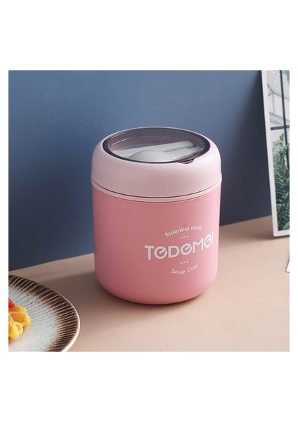 Sarı Mini Termal Öğle Yemeği Kutusu Gıda Kabı Kaşık 430 ml Yalıtımlı Çorba Bardağı Vakum Bardak Termos Termo Okul Çocuklar Için Sıcak Tutun (Yurt Dışından)